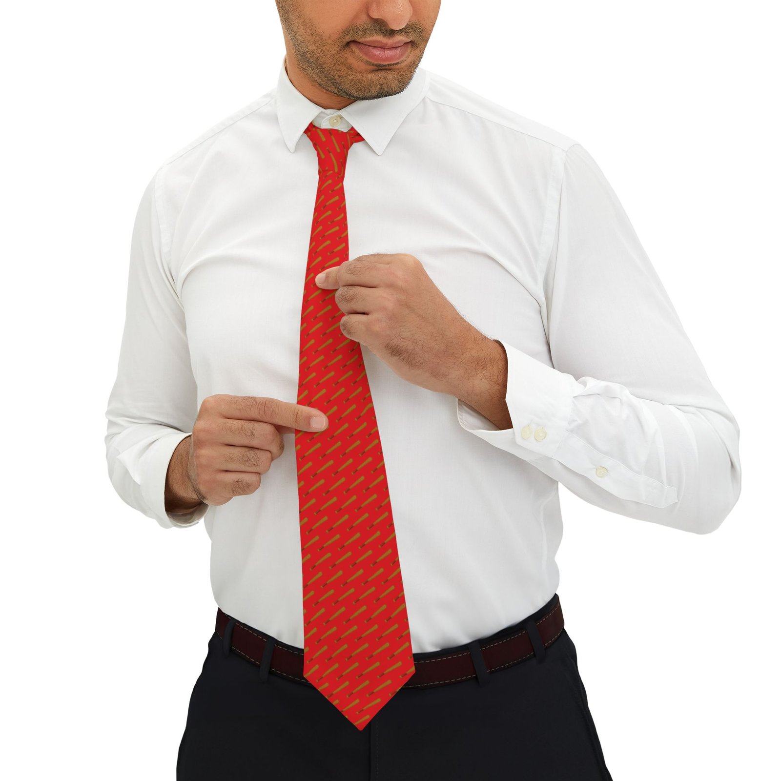 Stylish Necktie w/ Geometric Baseball Bat Design - Image 4