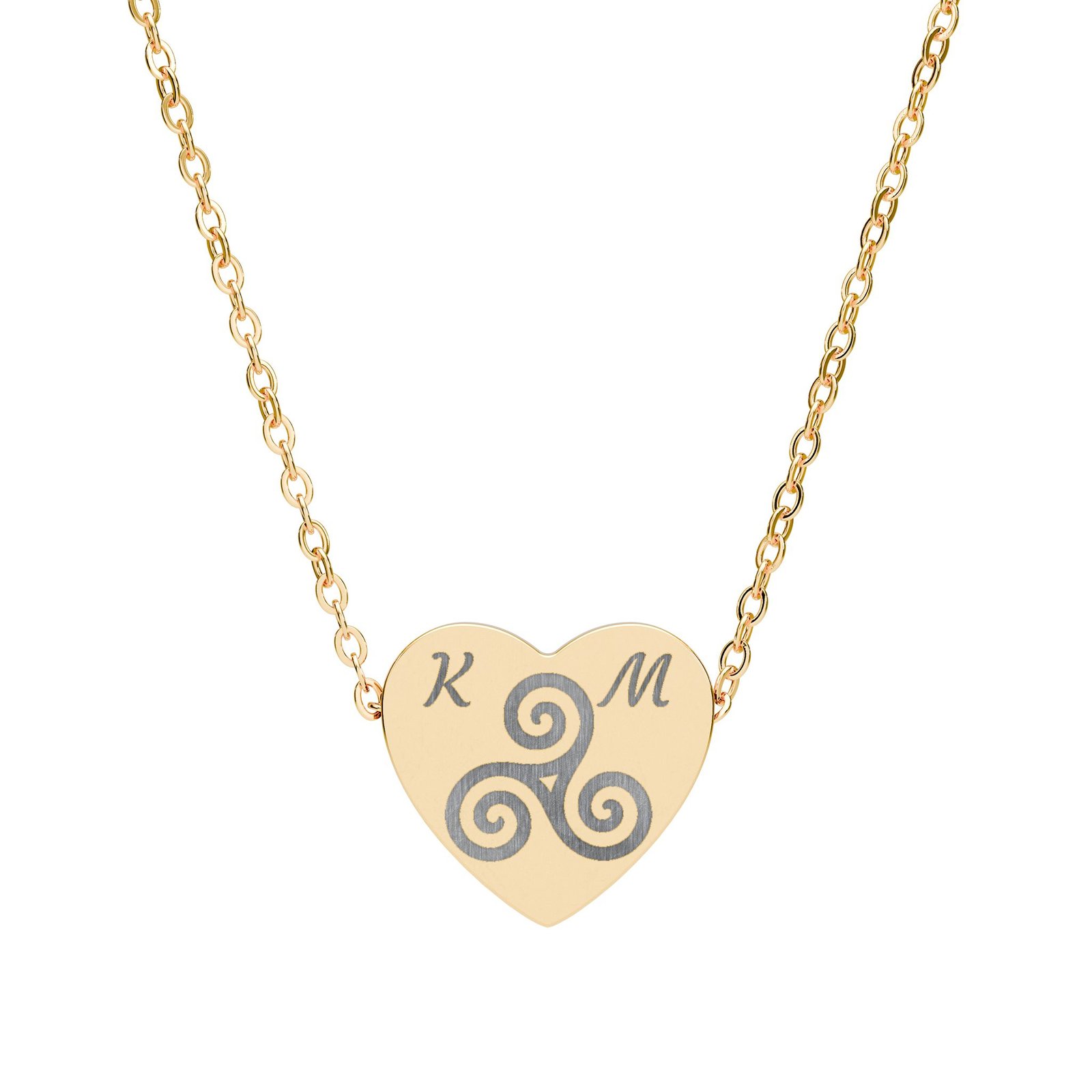 Personalized Triskelion with Initials Heart Necklace - Image 4