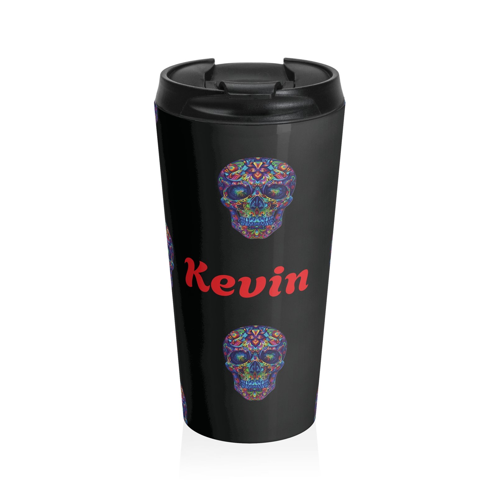 Personalized Vibrant Skull Travel Mug