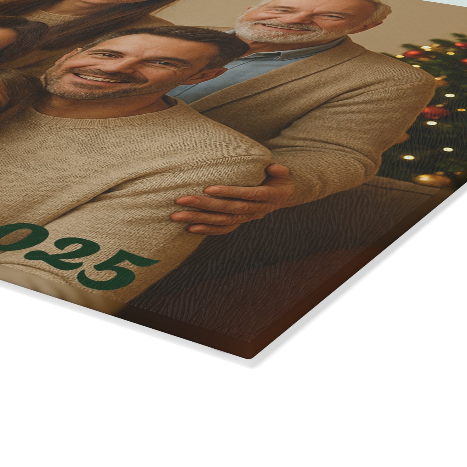 Personalized Holiday Family Photo w/Date Glass Cutting Board - Image 7