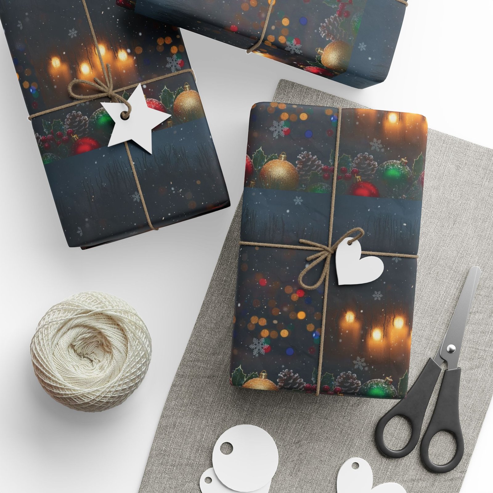 Festive Balls with Candles Wrapping Paper - Image 3