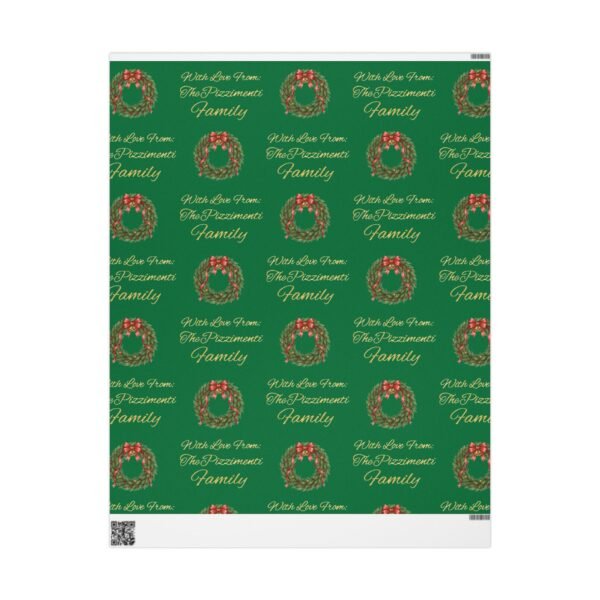 Festive Wreaths with Personalized Family Name Wrapping Paper