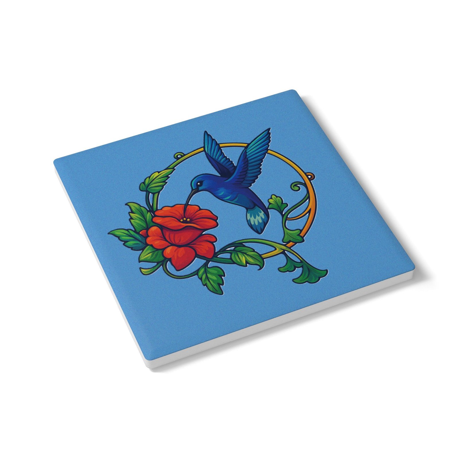 Hummingbird and Poppy Ceramic Coaster - Image 7