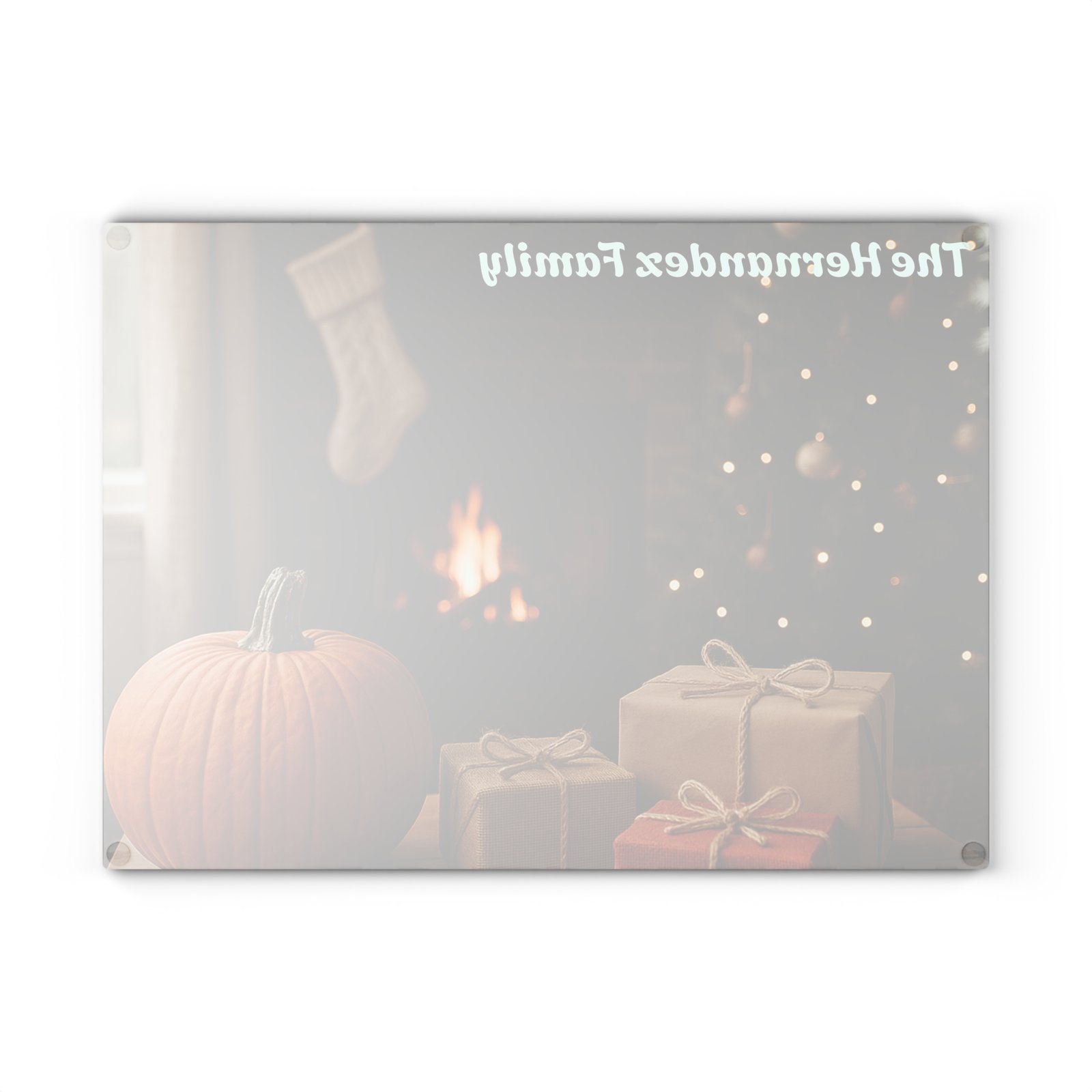 Personalized Holiday Glass Cutting Board - Image 3