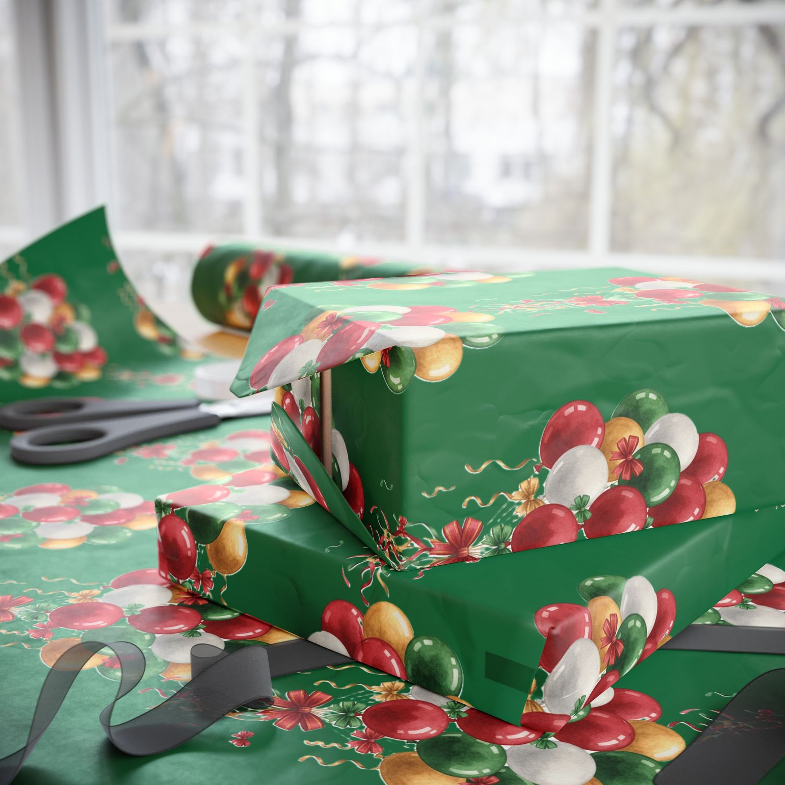 Festive Balloons with Ribbons Wrapping Paper - Image 5
