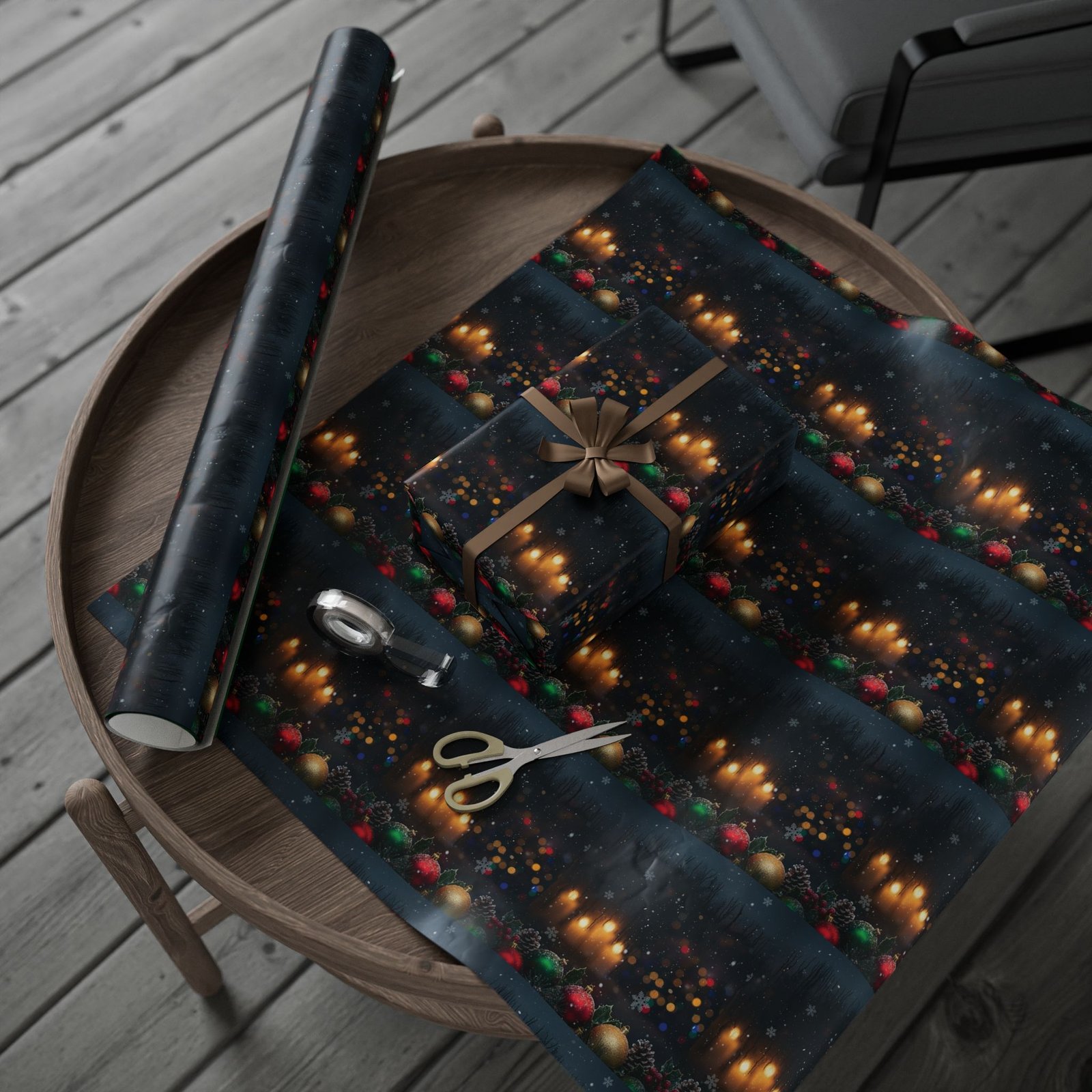 Festive Balls with Candles Wrapping Paper - Image 4
