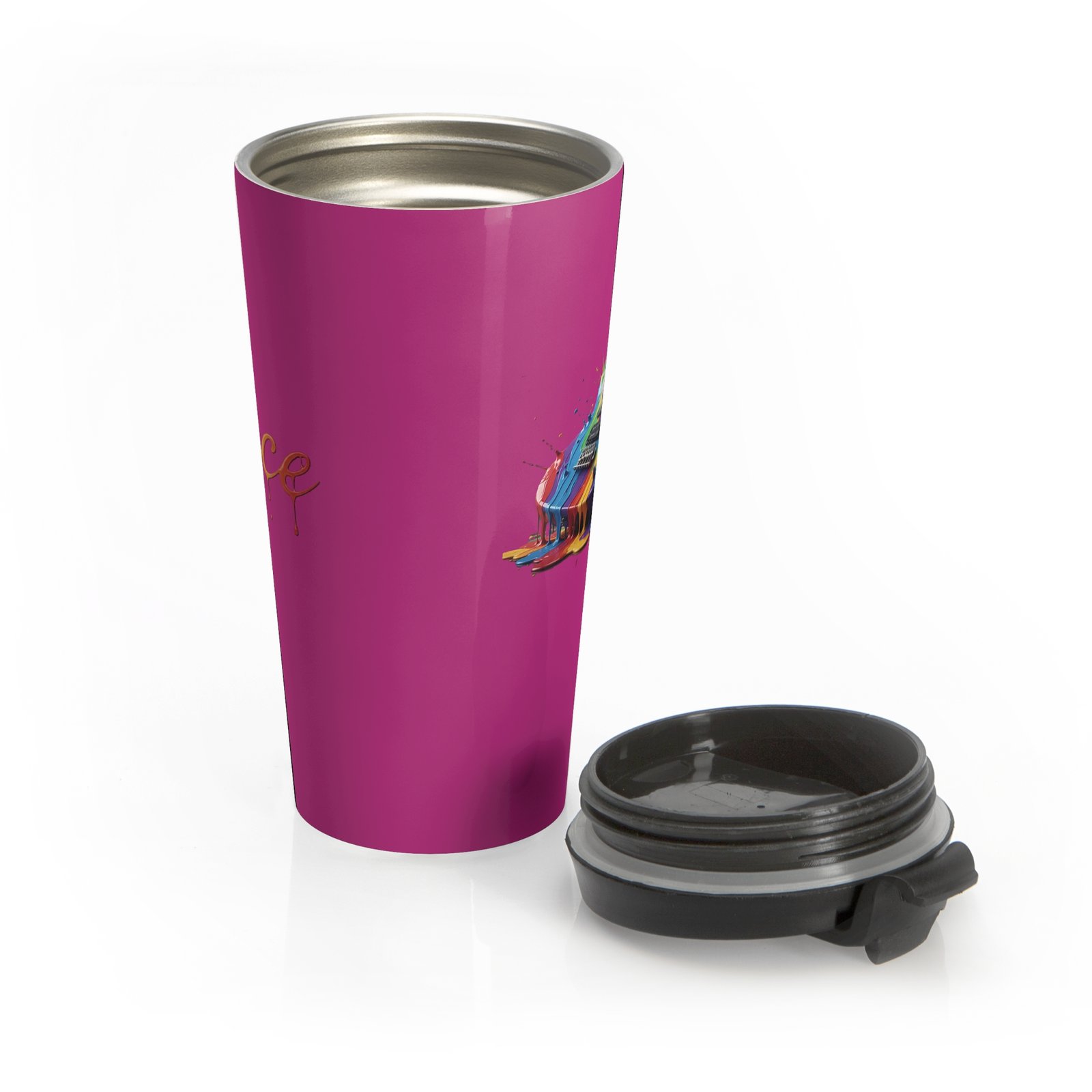 Personalized Color Dripping Guitar Travel Mug - Image 3