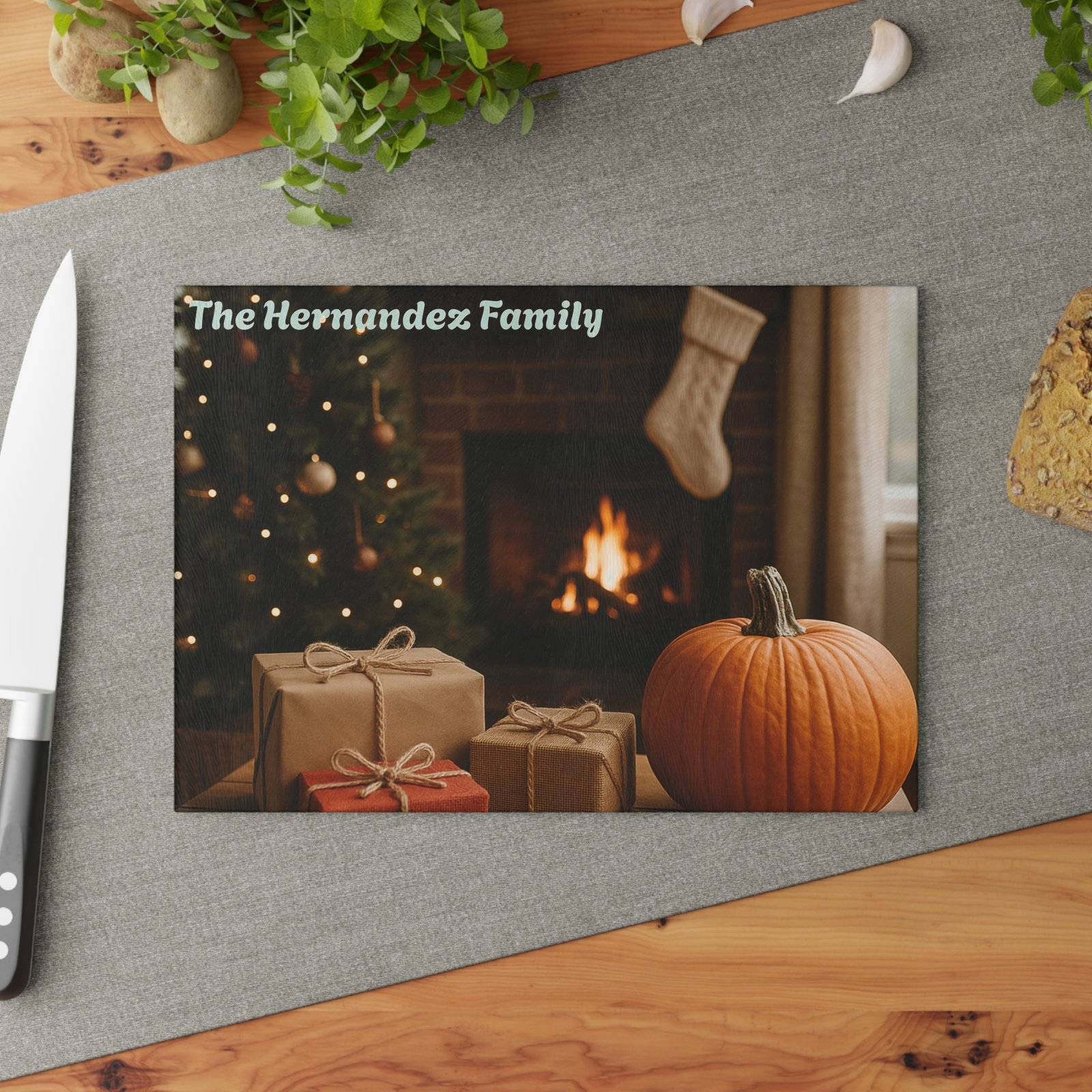 Personalized Holiday Glass Cutting Board - Image 8