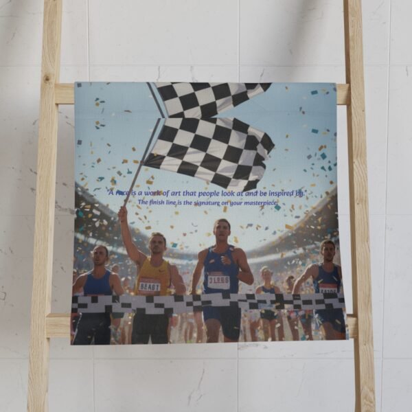 Motivational Racing Hand Towel with Checkered Flag Design