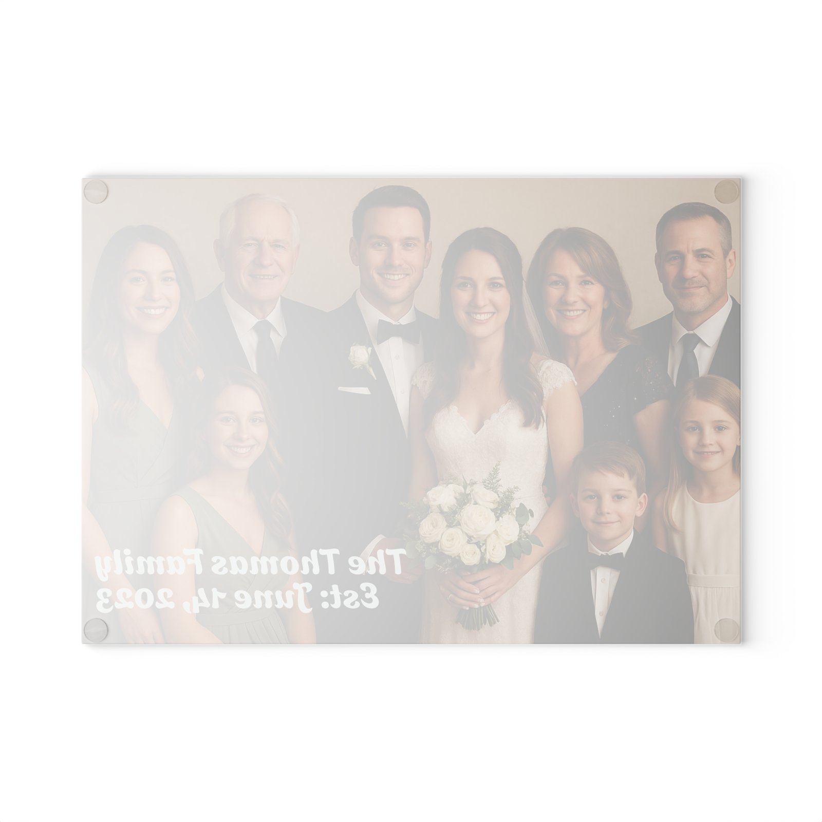 Personalized Wedding Photo w/Date Glass Cutting Board - Image 7