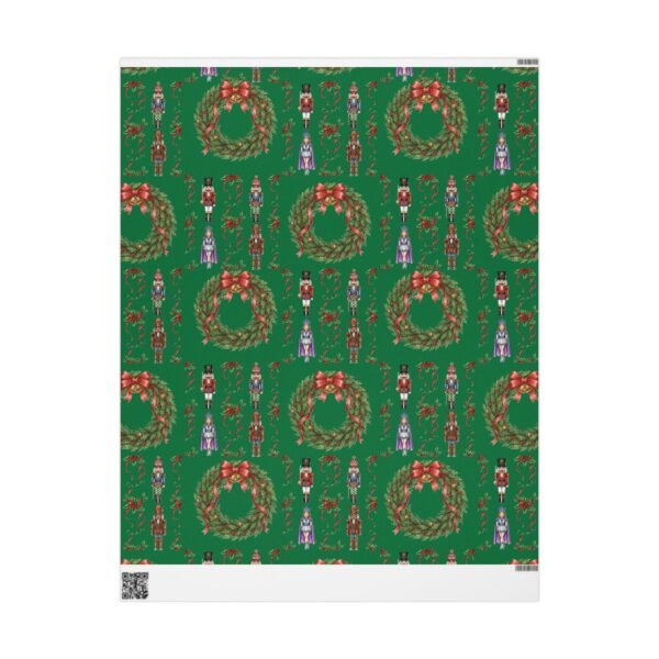 Festive Nutcrackers with Wreaths Wrapping Paper