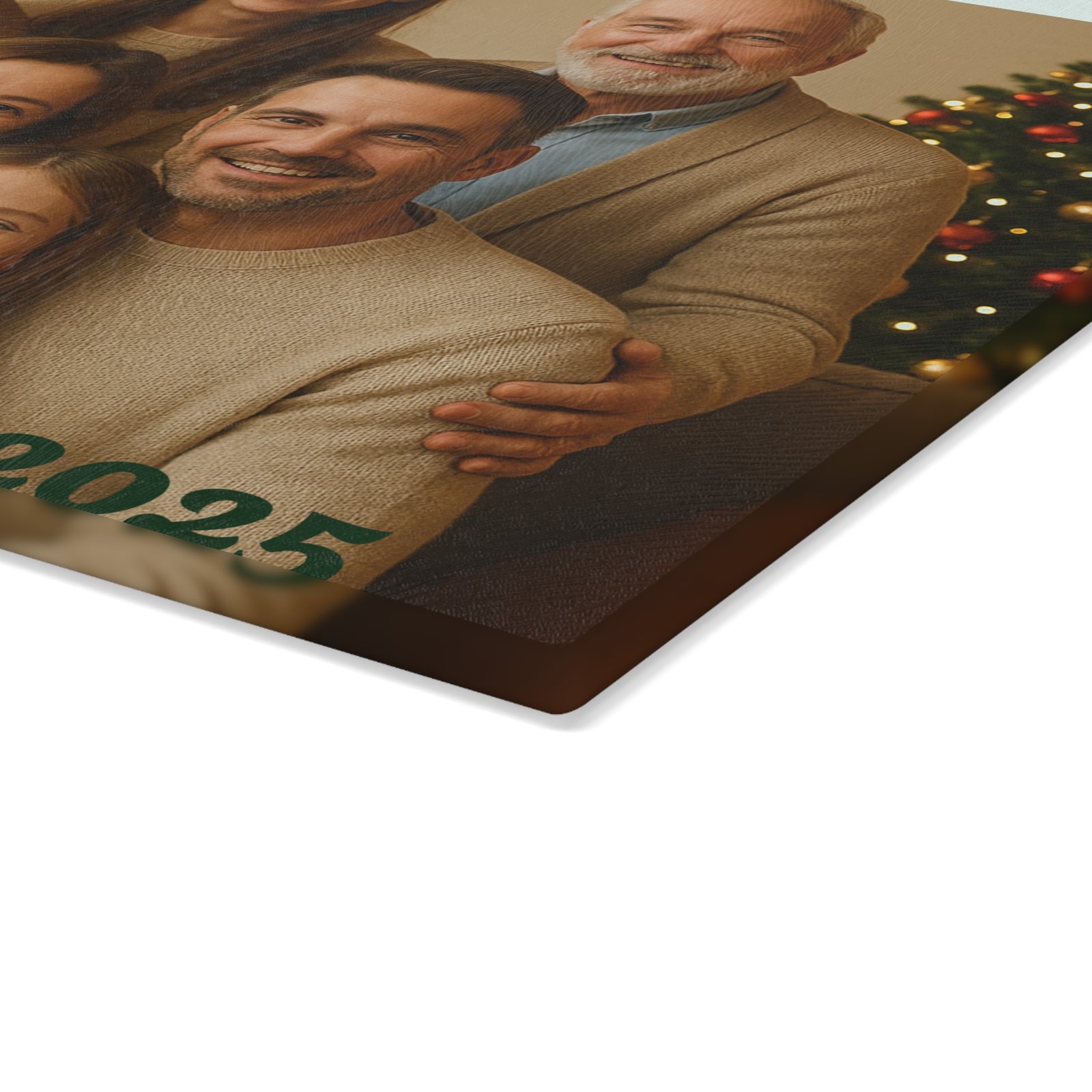 Personalized Holiday Family Photo w/Date Glass Cutting Board - Image 4