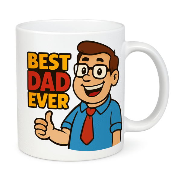 Personalized Frosted Glass Coffee Mug with Colorful Best Dad Ever Design