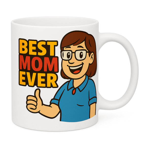 Personalized Frosted Glass Coffee Mug with Colorful Best Mom Ever Design