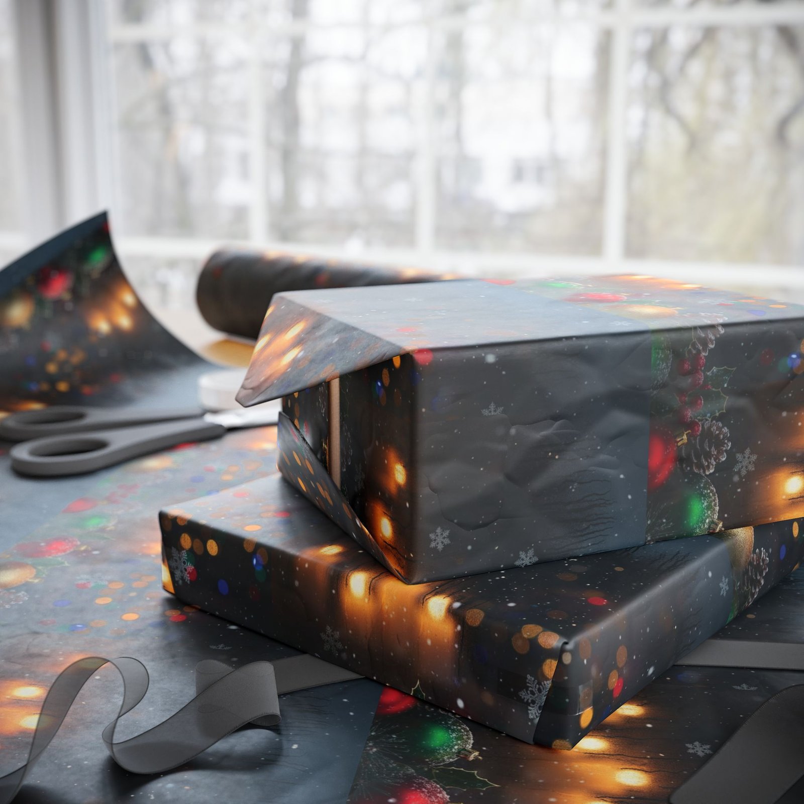 Festive Balls with Candles Wrapping Paper - Image 5