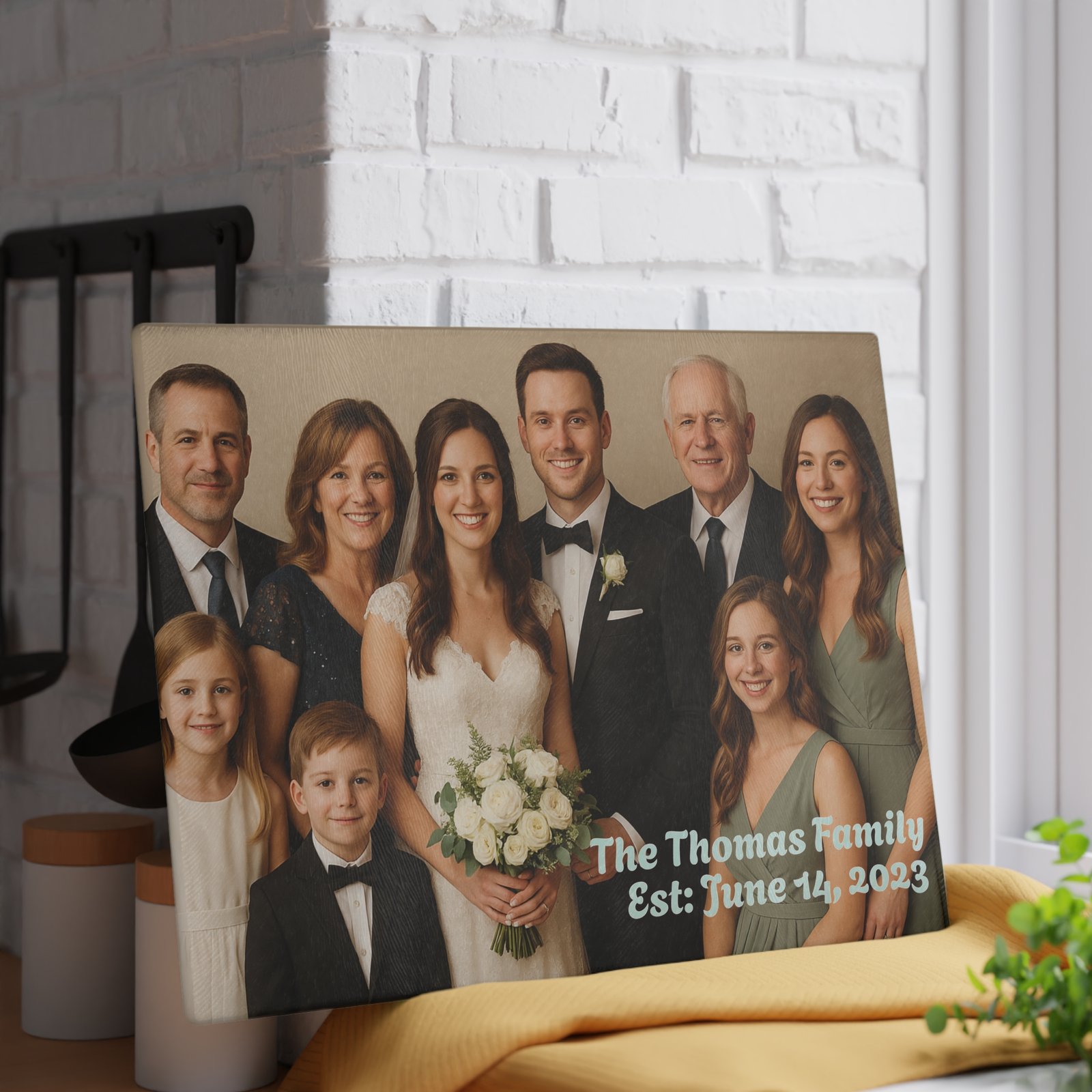 Personalized Wedding Photo w/Date Glass Cutting Board - Image 5