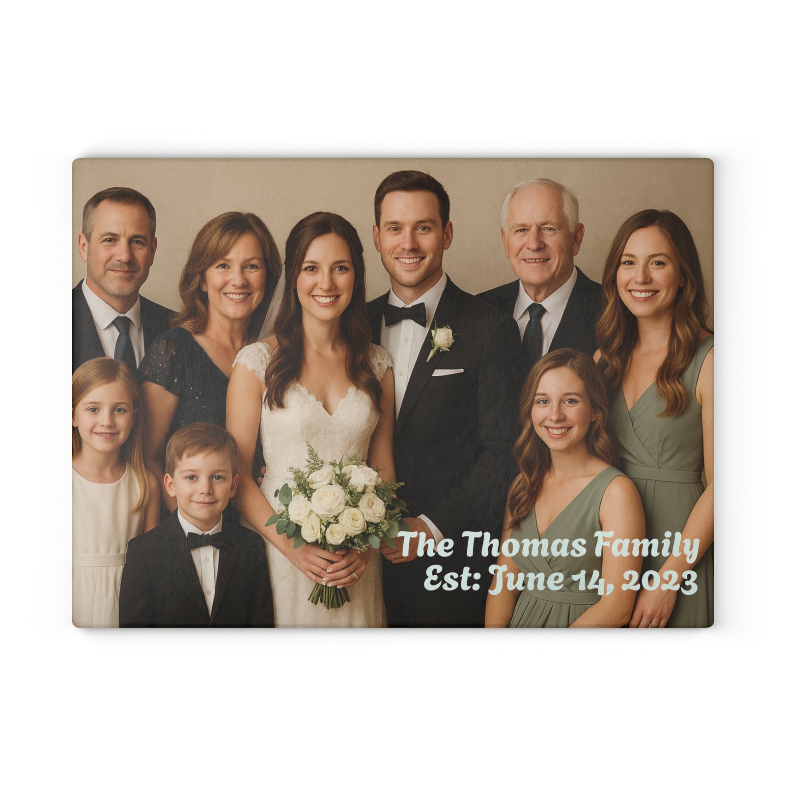 Personalized Wedding Photo w/Date Glass Cutting Board - Image 2