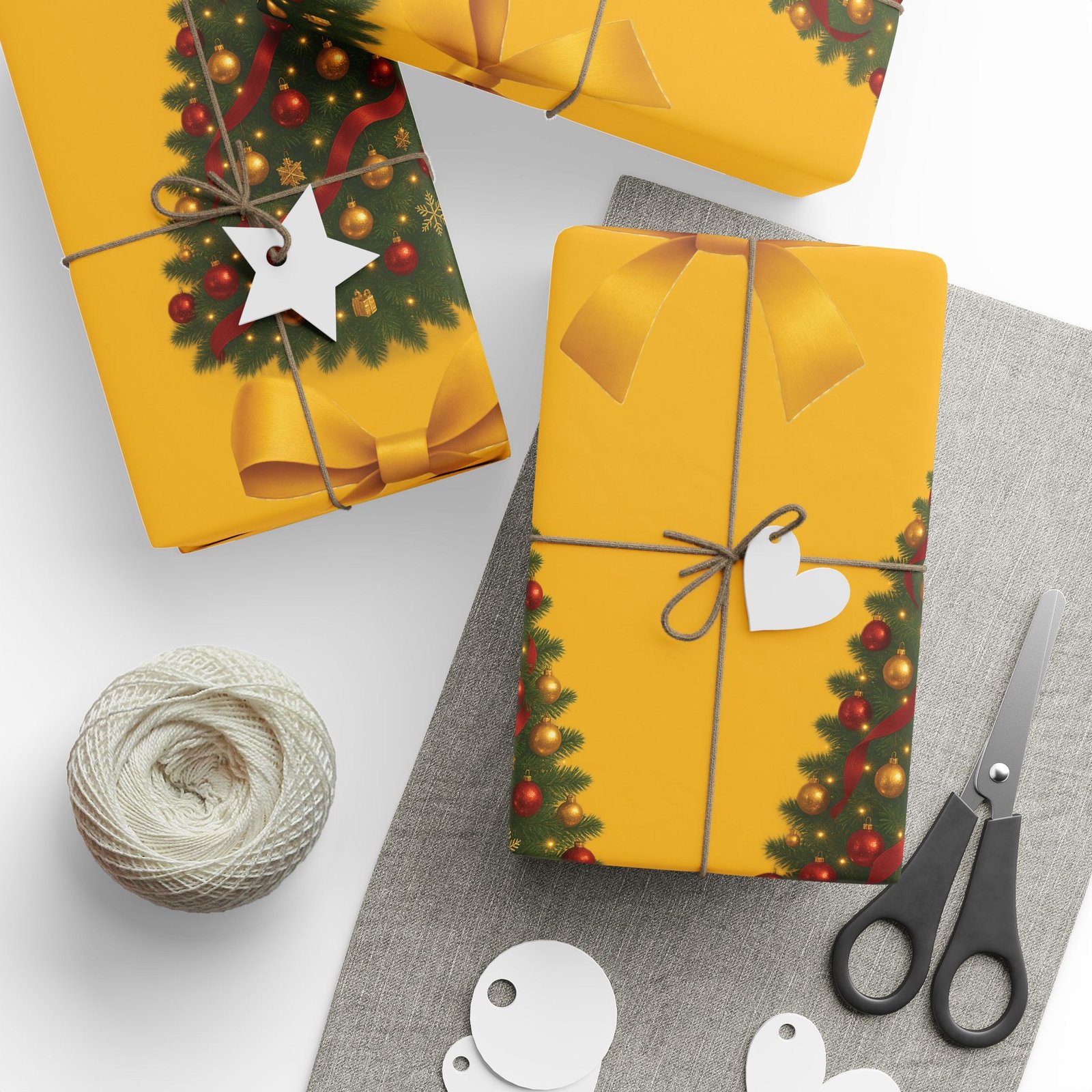 Festive Christmas Tree with Bows Wrapping Papers - Image 3