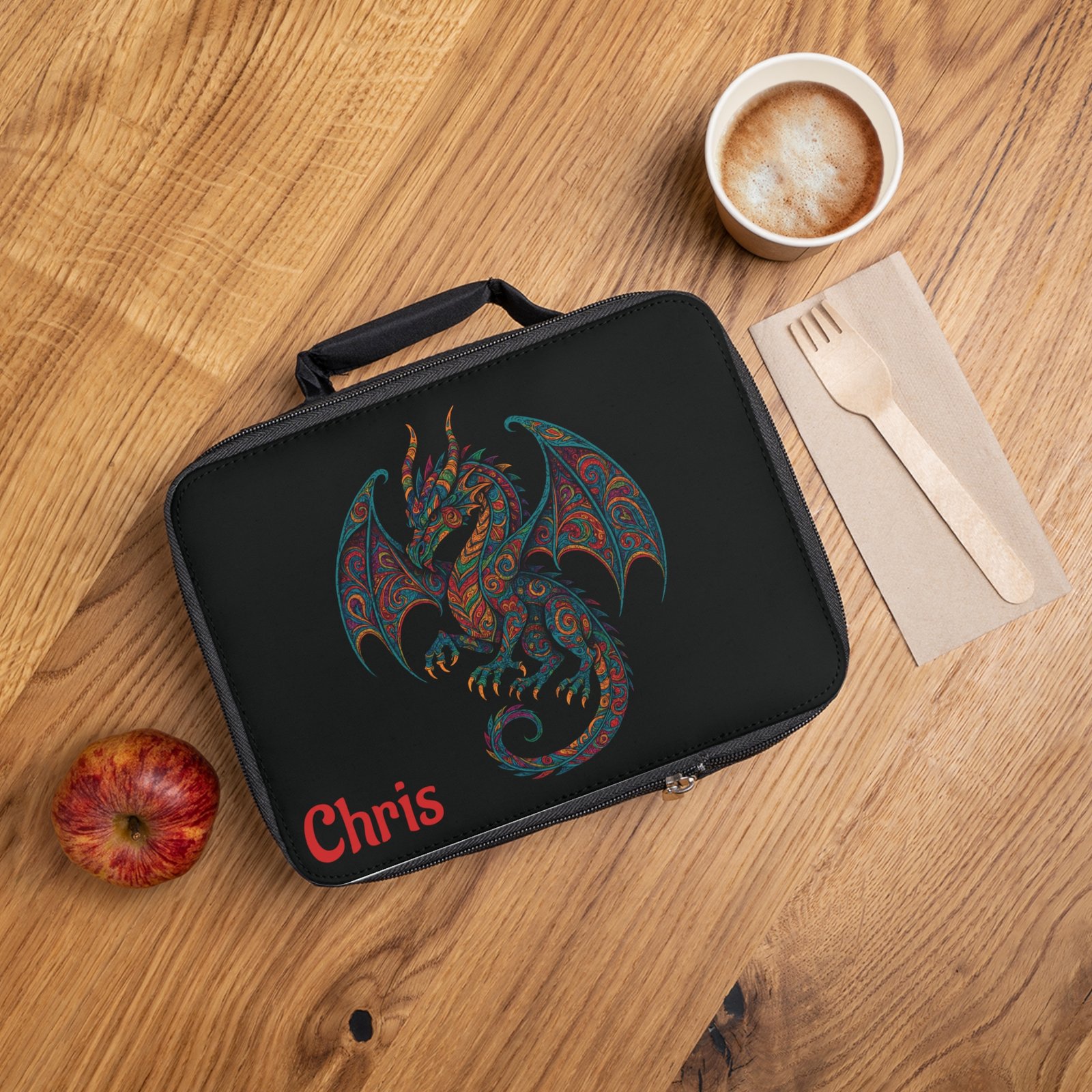 Personalized Vibrant Dragon Lunch Bag - Image 2