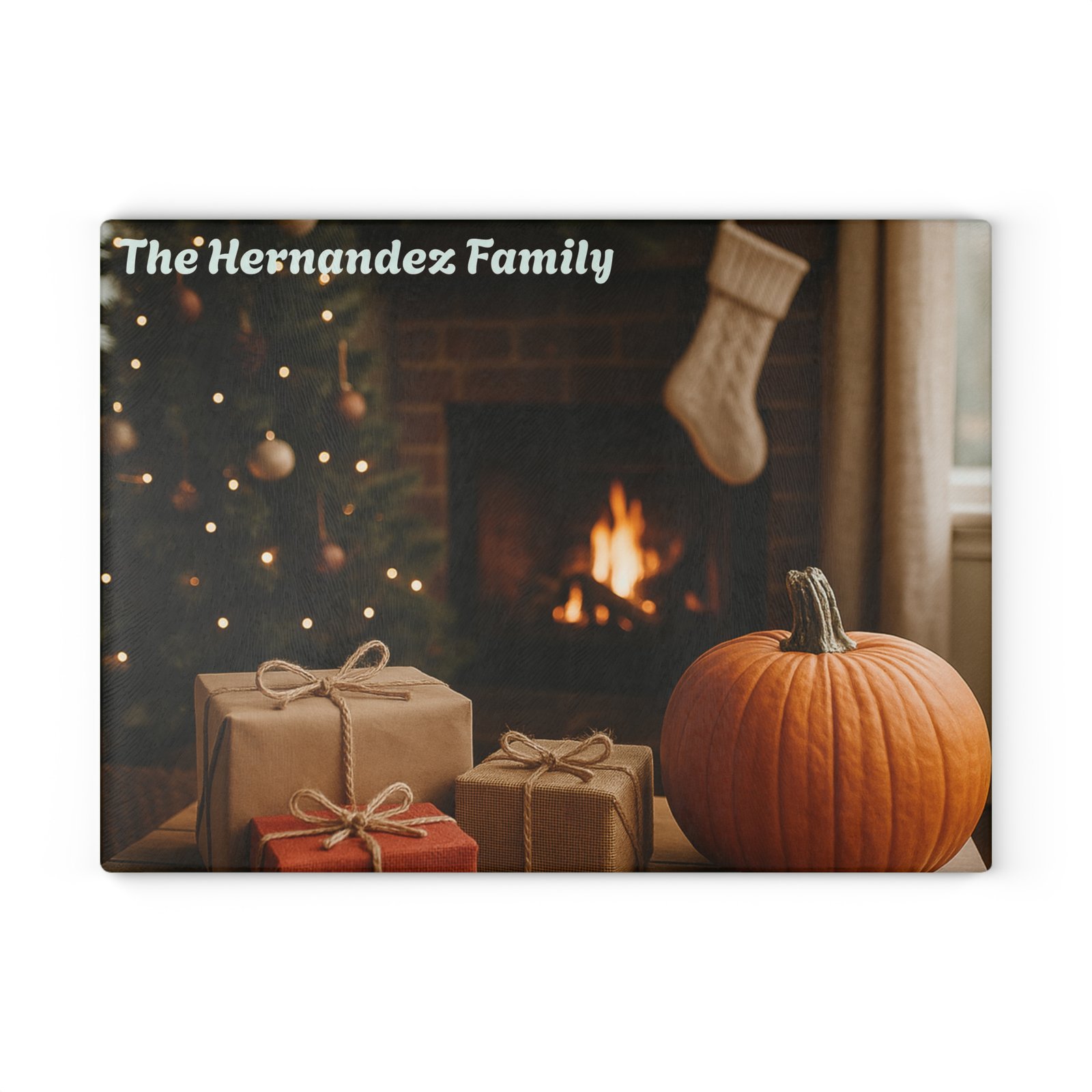 Personalized Holiday Glass Cutting Board - Image 2