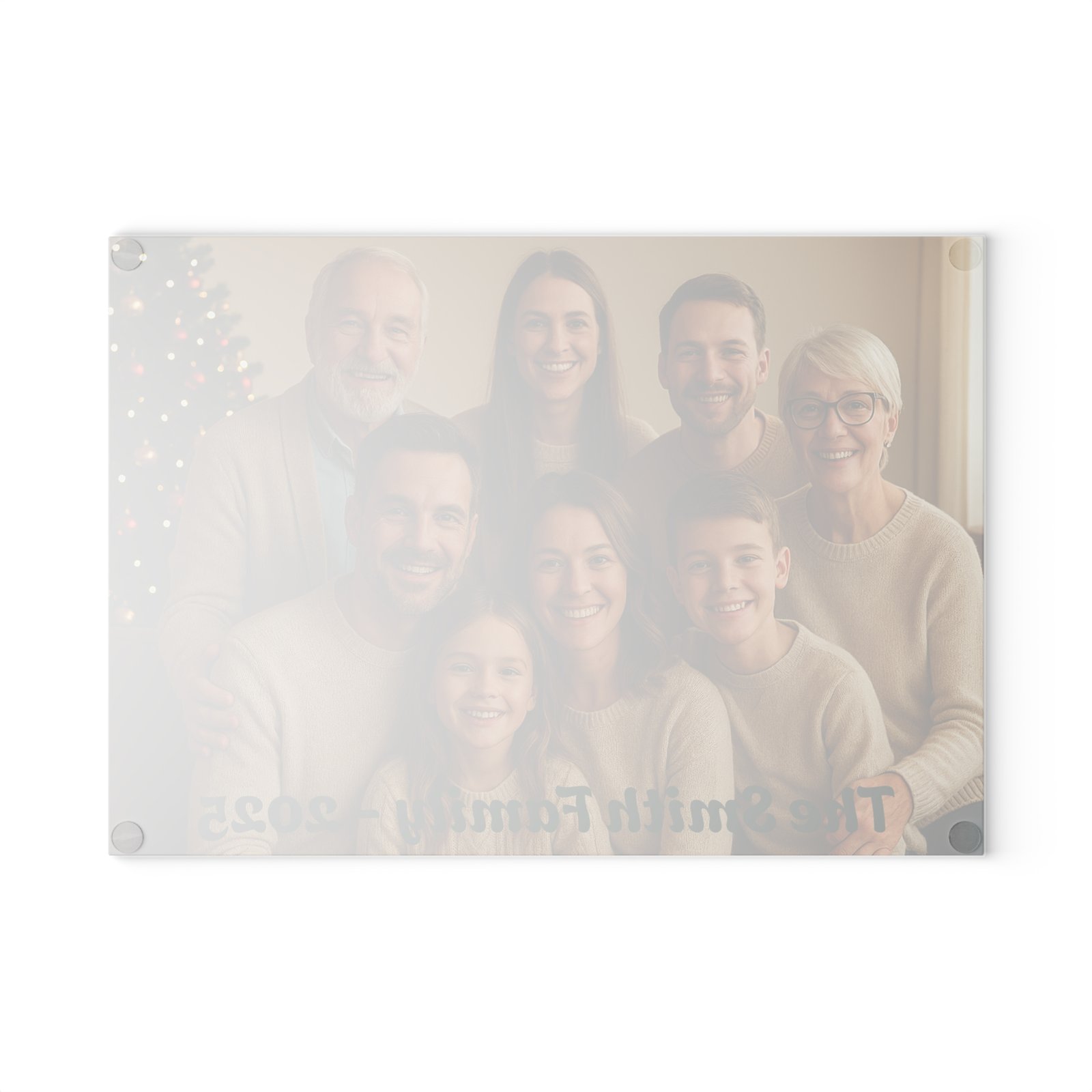 Personalized Holiday Family Photo w/Date Glass Cutting Board - Image 6