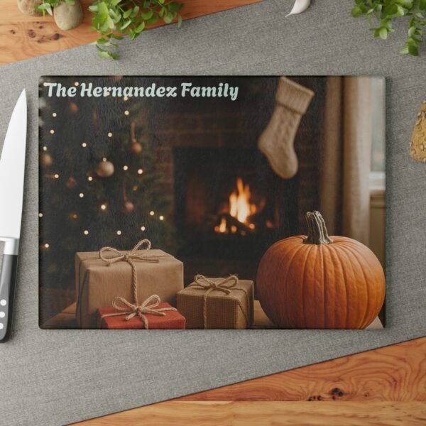Personalized Holiday Glass Cutting Board
