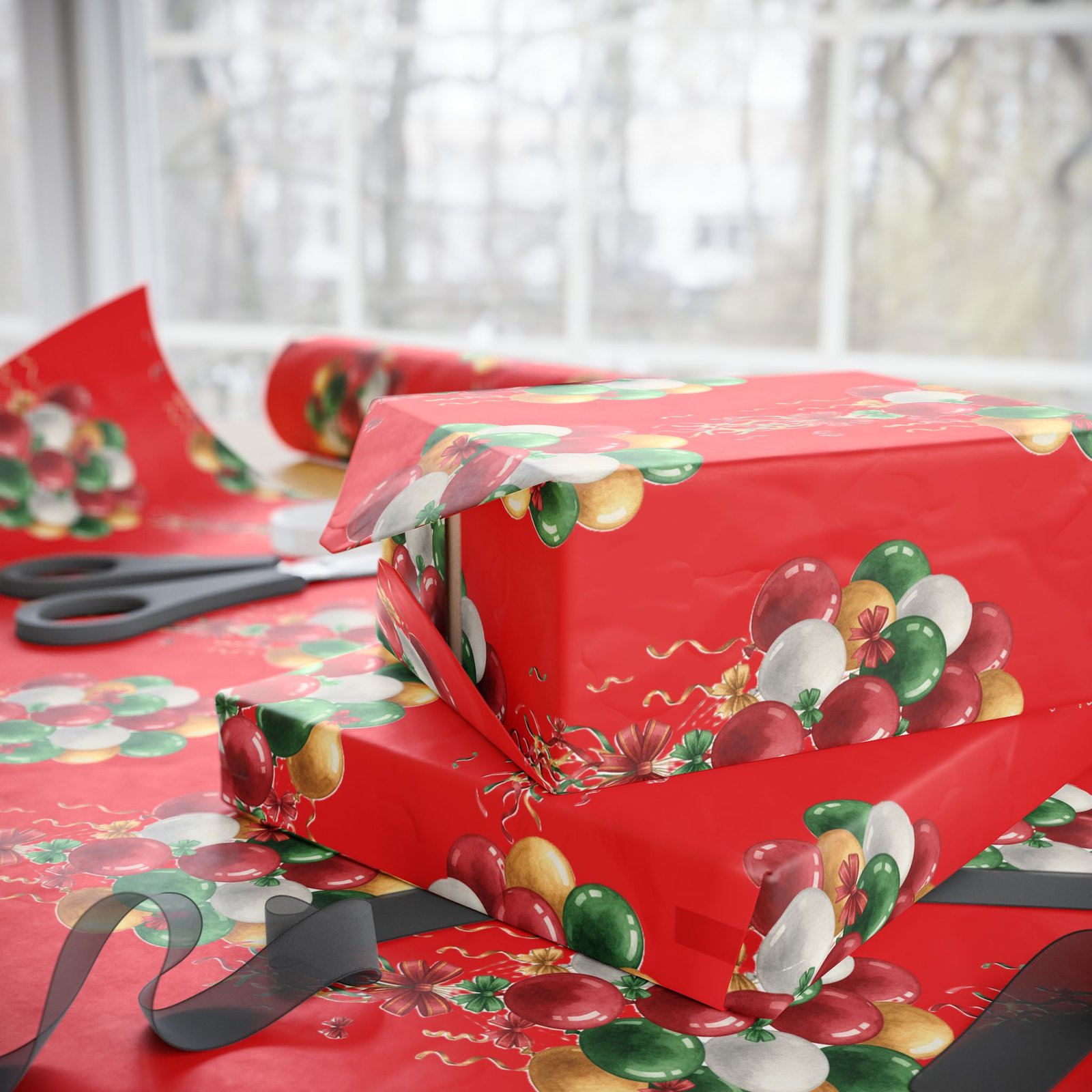Festive Balloons with Ribbons Wrapping Paper - Image 5