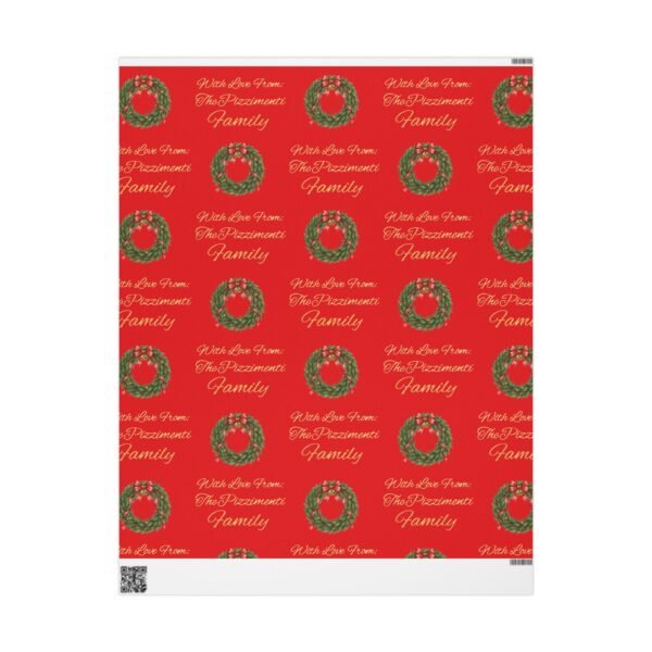 Festive Wreaths with Personalized Family Name Wrapping Paper