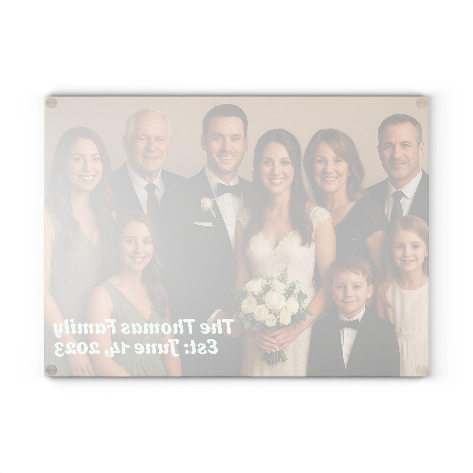 Personalized Wedding Photo w/Date Glass Cutting Board - Image 3