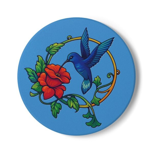 Hummingbird and Poppy Ceramic Coaster