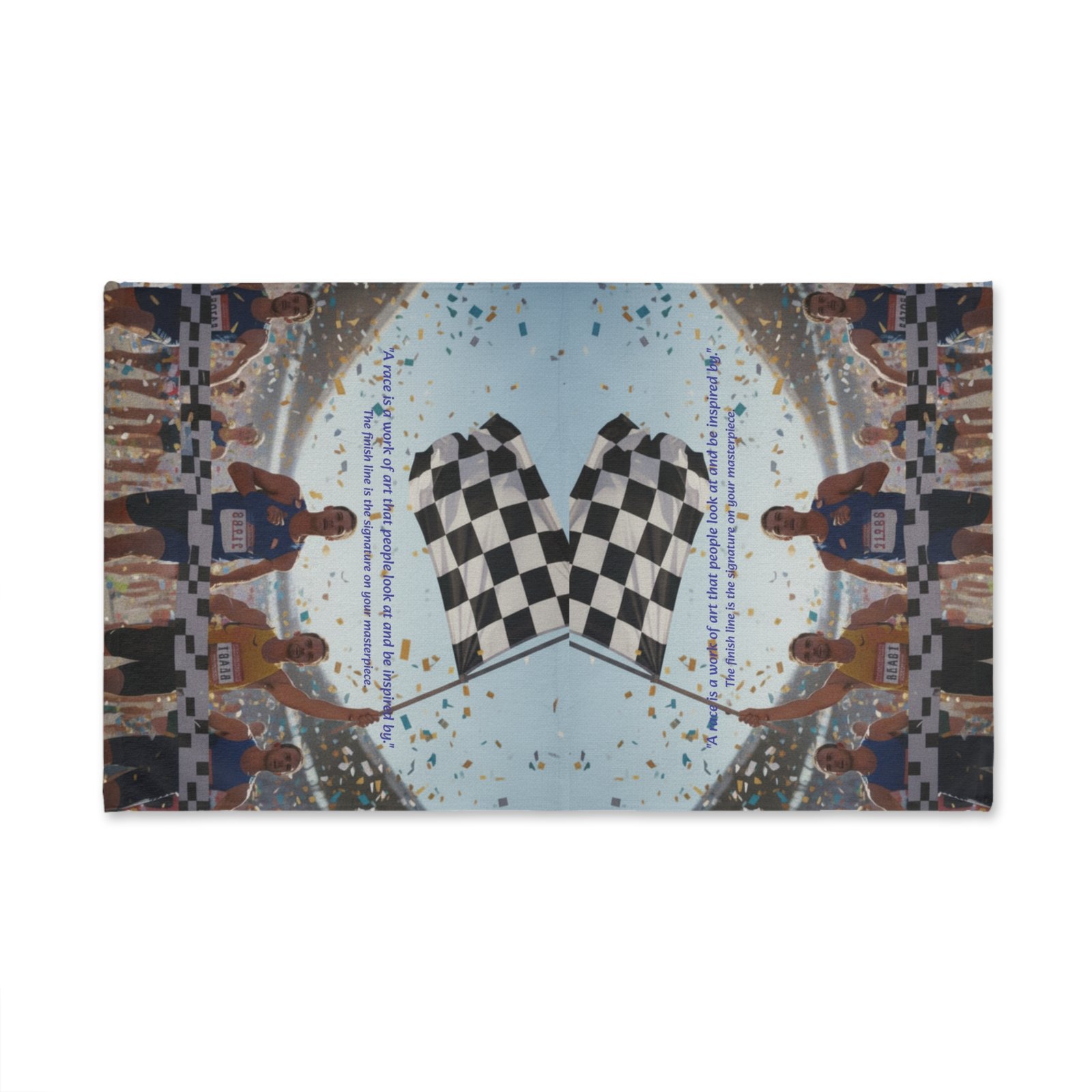 Motivational Racing Hand Towel with Checkered Flag Design - Image 3