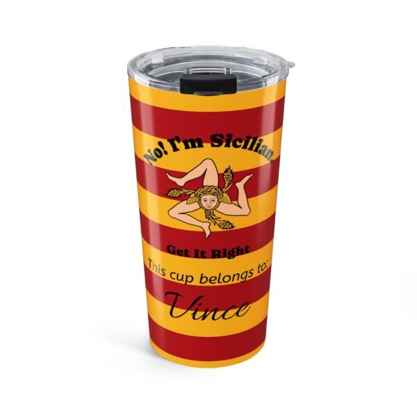 Personalized Sicilian Pride Travel Tumbler 20oz Stainless Steel with Trinacria Design