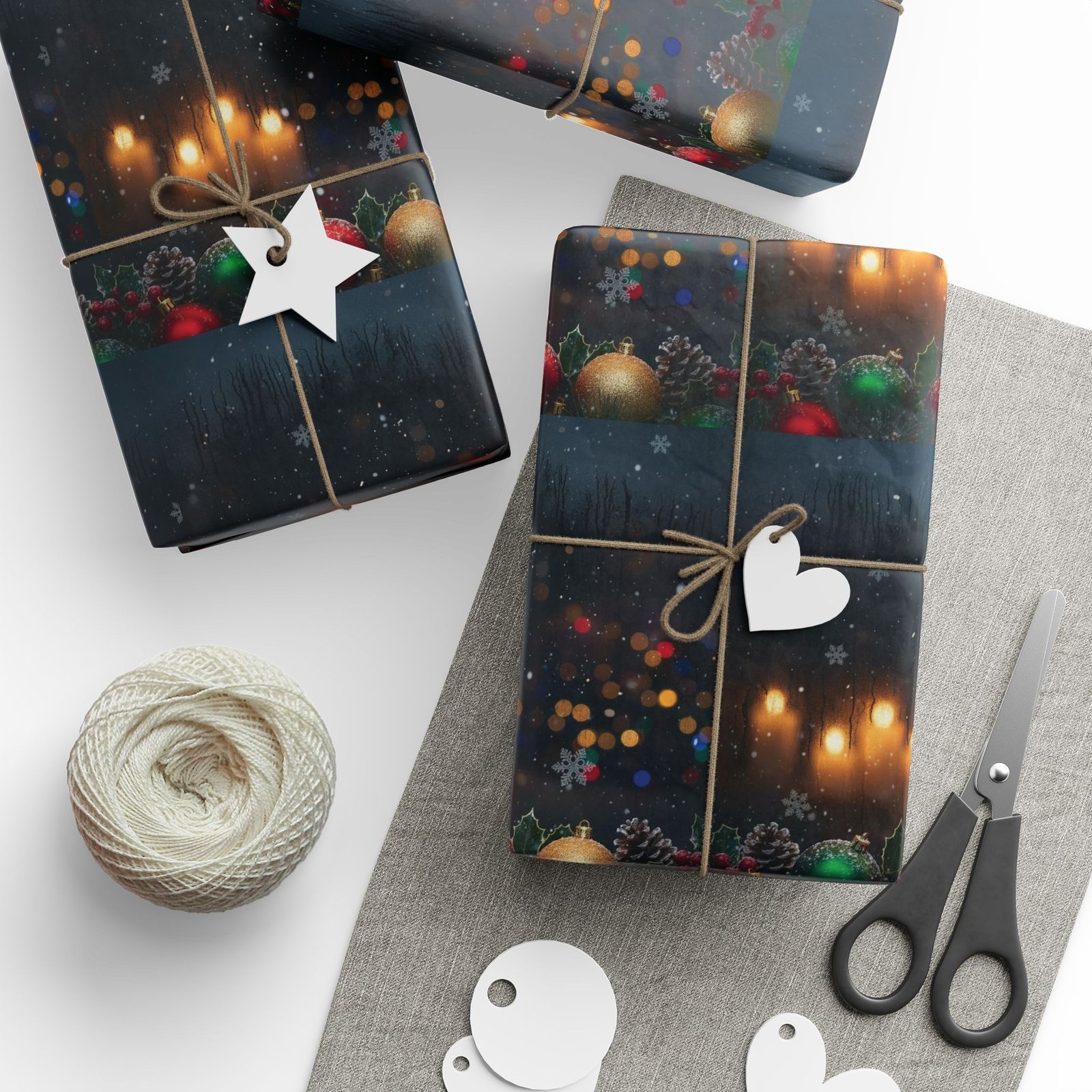 Festive Balls with Candles Wrapping Paper - Image 6